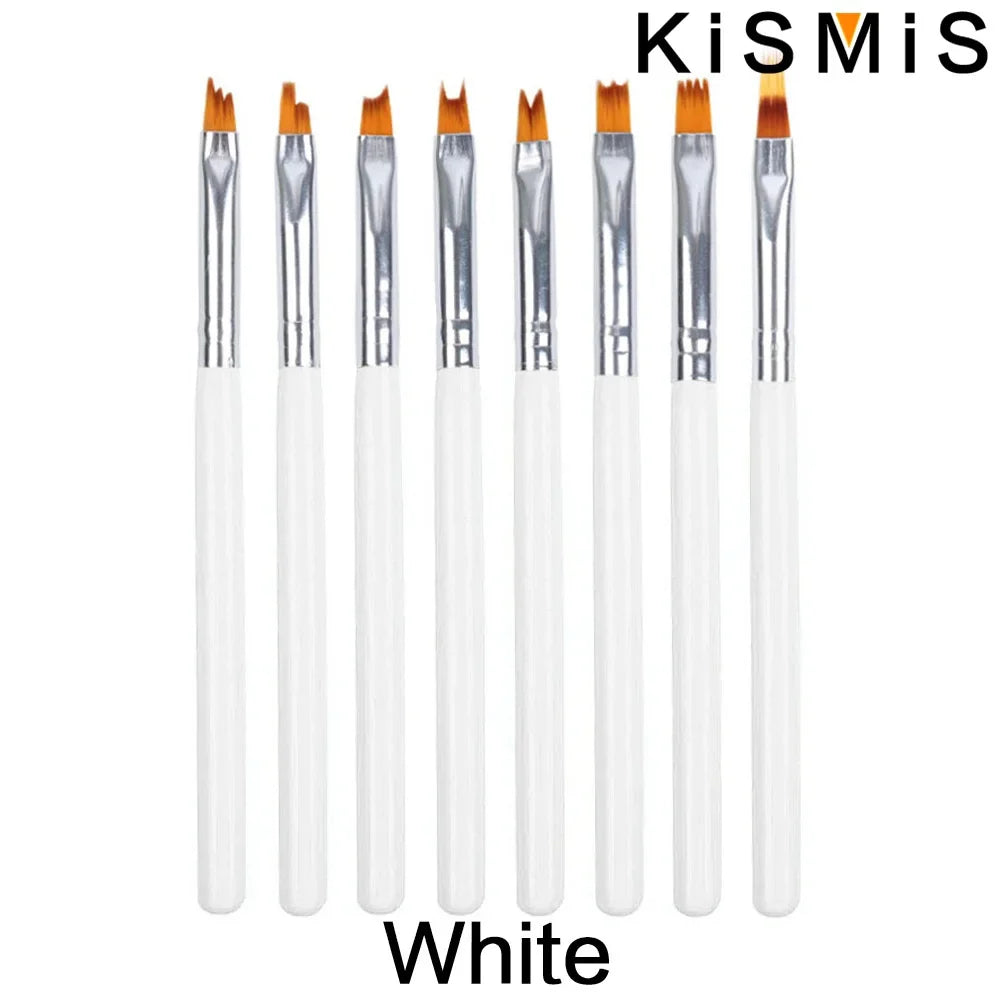 Carvallo-penselsæt NailMuse 8-pak | Fine detaljpenner til gel og neglekunst | Træhåndtag | Fås i 5 farver