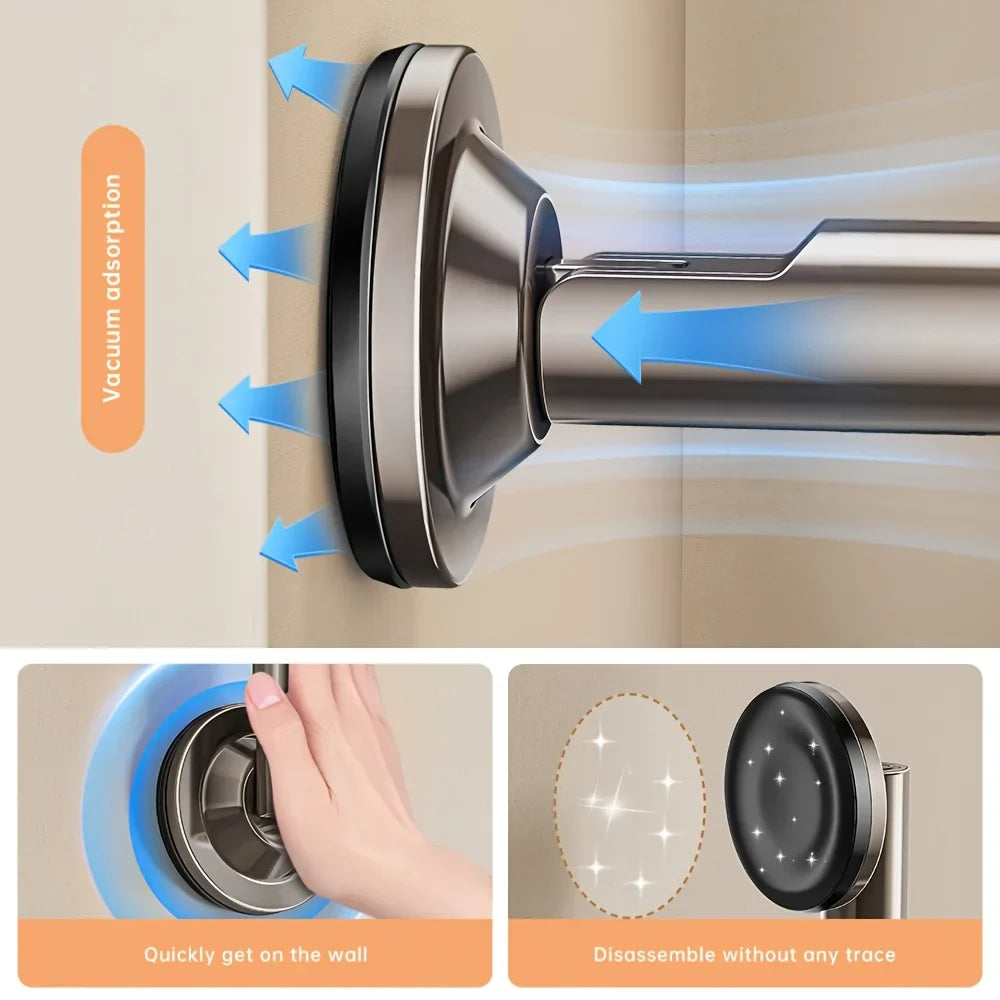 Carvallo FlexiHang | Teleskopfäste med sugkopp | Justerbar & borrfri | För badrum, hall & tvättstuga