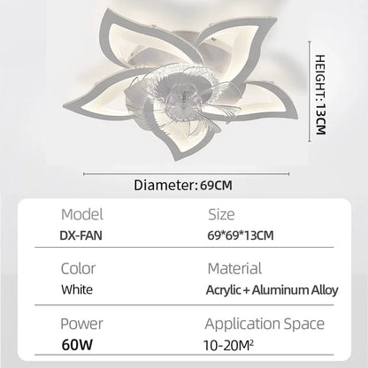 Floara Breeze | Dimbar LED-takfläkt i blomform med fjärrkontroll &amp; app-styrning