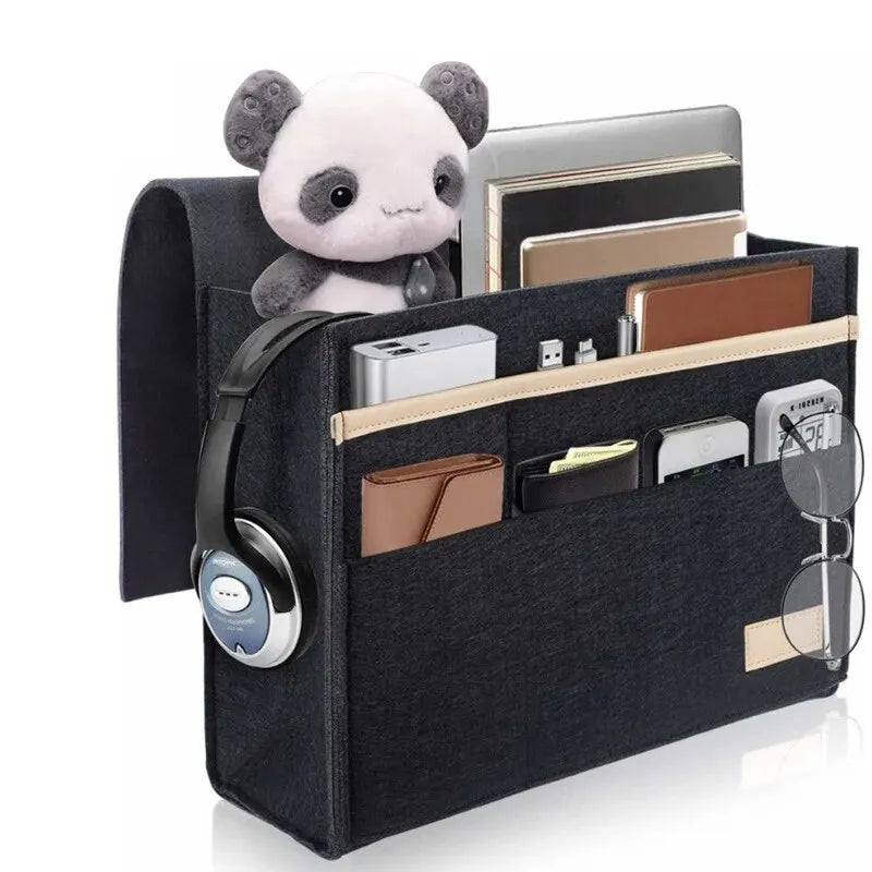 Carvallo Filz-säng-organisatör för upphängning | Praktisk förvaring vid sängen eller soffan | Hängande väska för surfplatta, fjärrkontroll & tillbehör