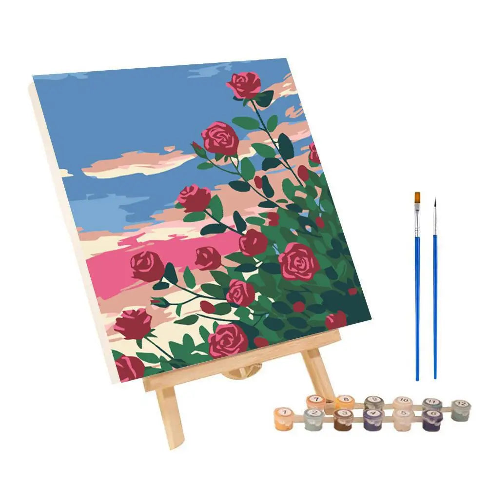 Carvallo Malset med ram | Målning efter nummer Abstrakt solnedgångslandskap | Akrylfärger DIY-konstverk för modern väggdekoration