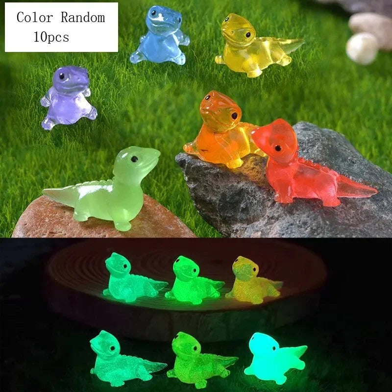 Carvallo Glow Lizard Set | 10-pack Luminescent Mini Lizards | Resin Figures for Terrarium, Fairy Garden & DIY Decor