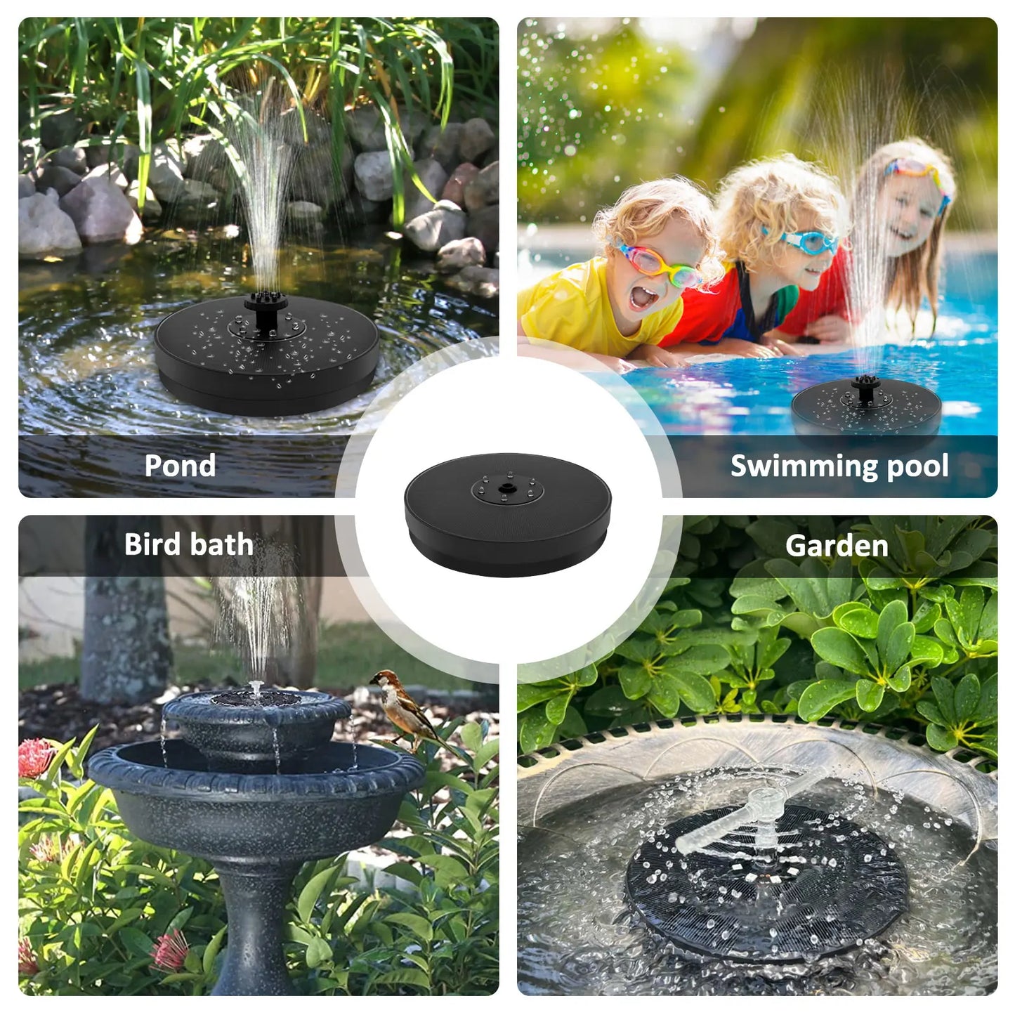 Carvallo Solar Spring | 3W Solbrunn med LED Färgspel | Upp till 60 cm Fontänhöjd | 7 Düsenaufsätze