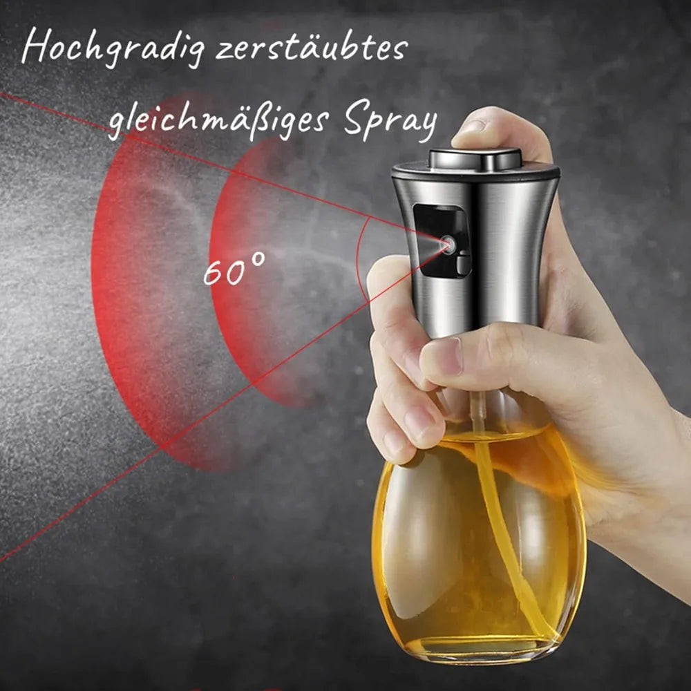 Carvallo Pro  Ölsprayer 200 ml | Fin dimma & förbättrad munstycke | För olja, vinäger & citronsaft | Rostfritt stål & glas