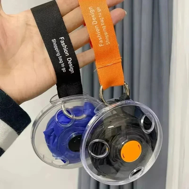 Carvallo Fällbar shoppingväska i rund kapsel | Miljövänlig & Återanvändbar | Ultrakompakt & Bärbar | För supermarknad & utomhus