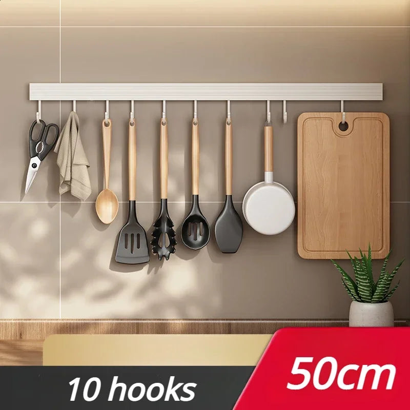 Carvallo KüchenMeister Flex | Utan borrning | Med krokar och skedhållare | 30/40/50 cm | Organizer i rymdaluminium