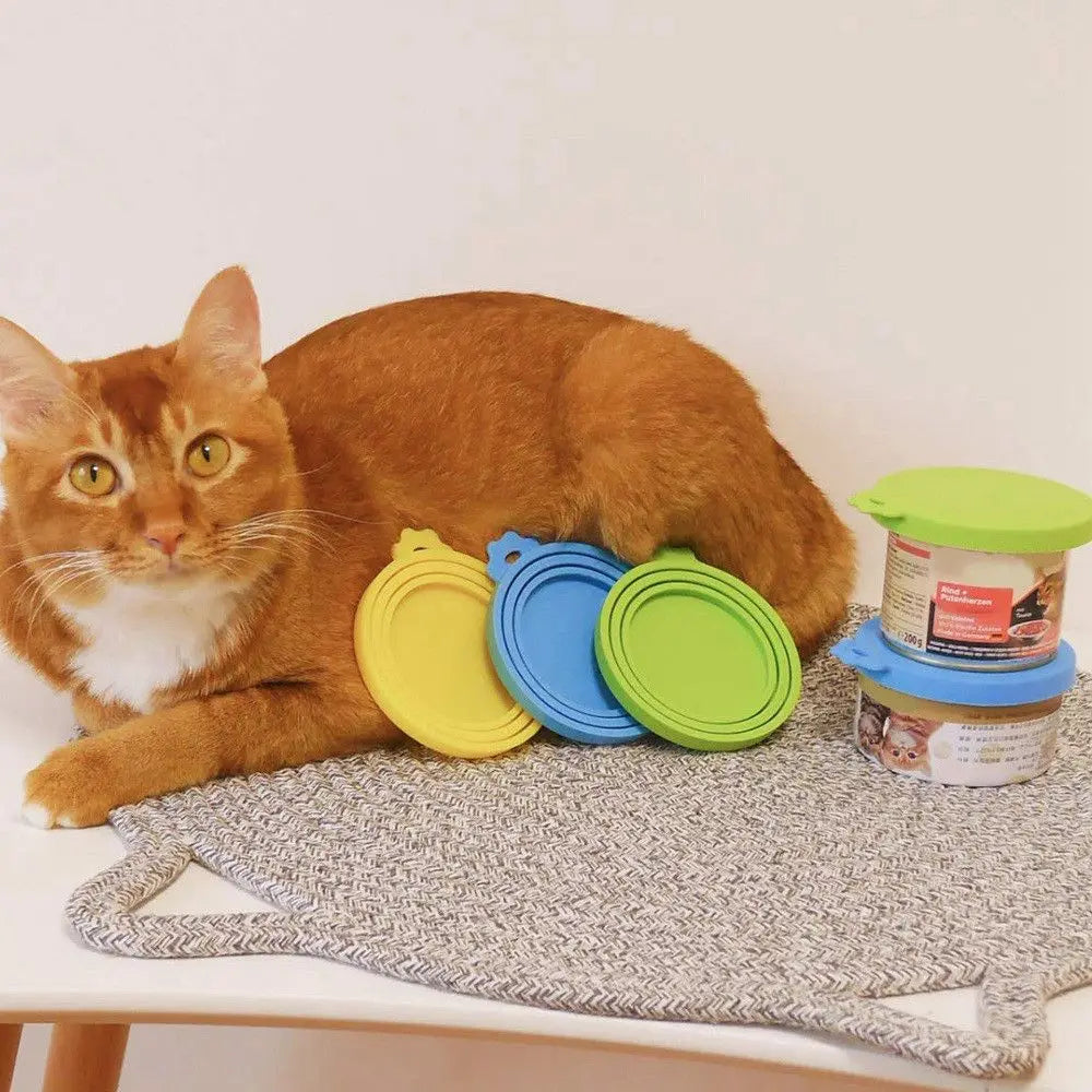 Carvallo 3-i-1 Silikontak för burkar | Återanvändbar & Lufttät | För djurfoder & livsmedel | Passar för 3 burkstorlekar