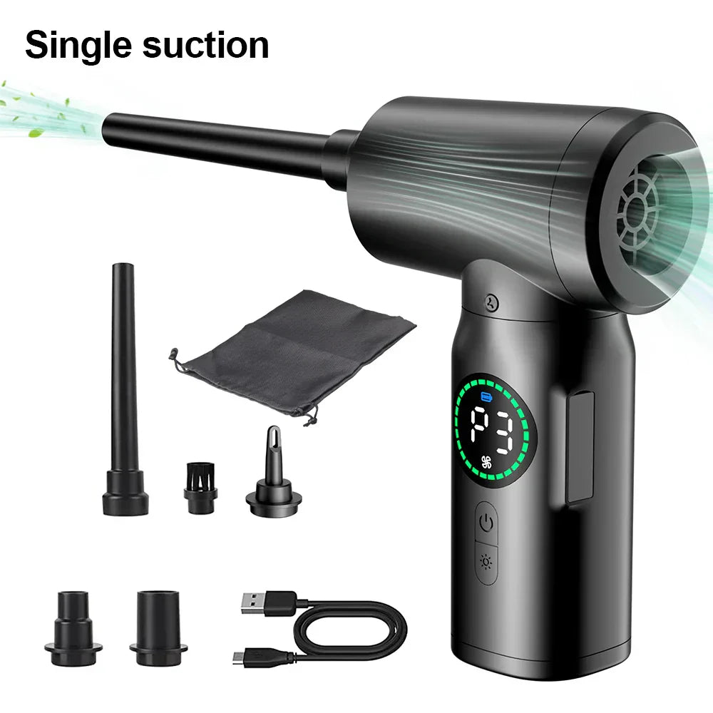 2-i-1 Bärbar Dammsugare och Blås med Tryckluft och LED-ljus (7500mAh)