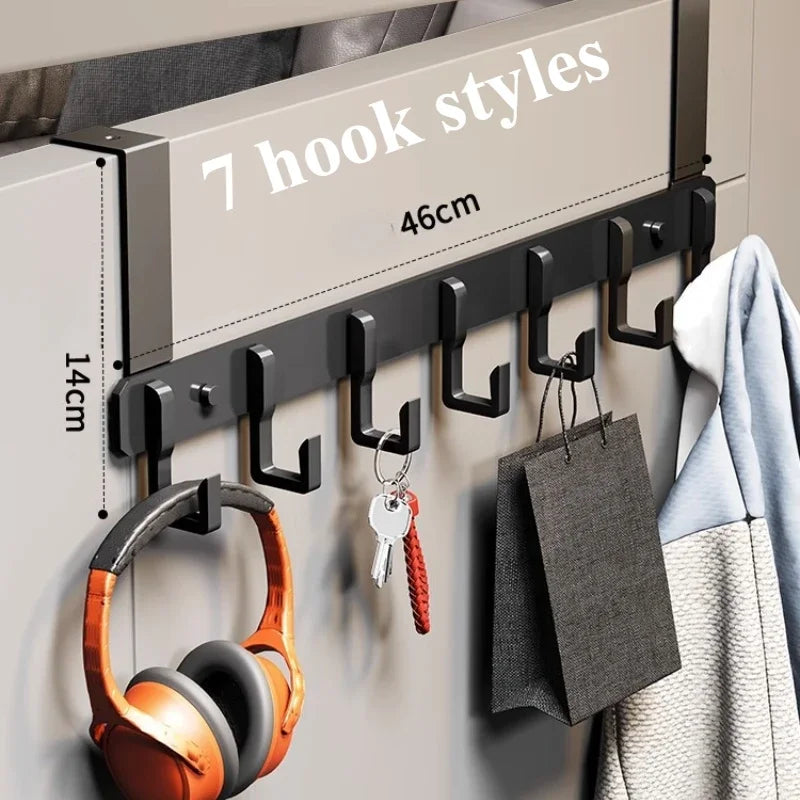 Carvallo AeroHook 7 | Kroklist för dörr | 7 klädhakar i aluminium | För bad, kök & sovrum