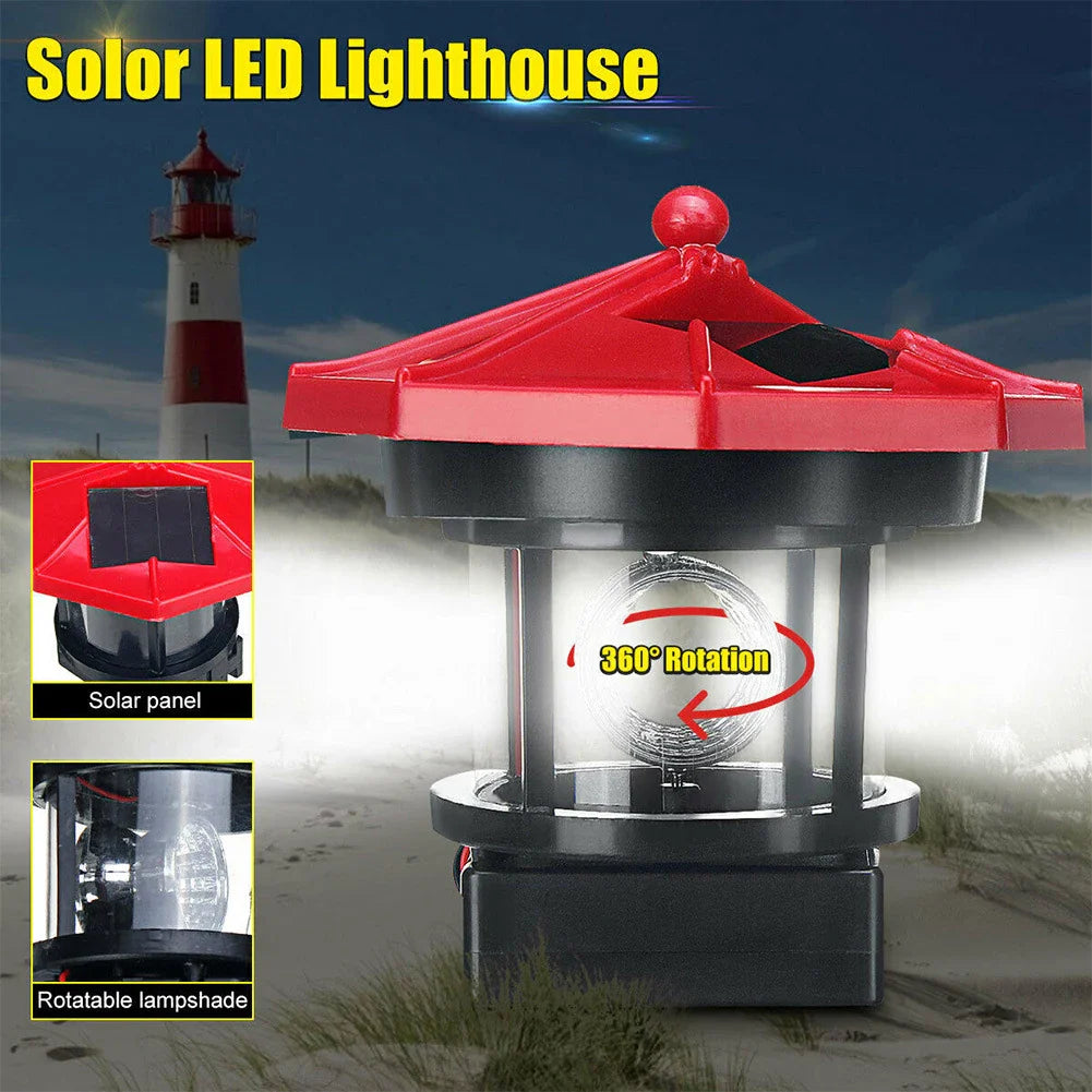Carvallo LightTower Solfyr Dekorationsljus | LED med roterande ljusstråle | Automatisk sensor | För trädgård, balkong &amp; staket