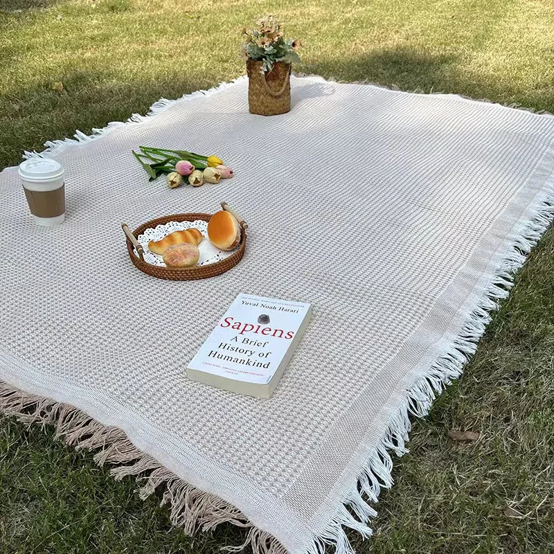 Boho Picknickfilt med fransar