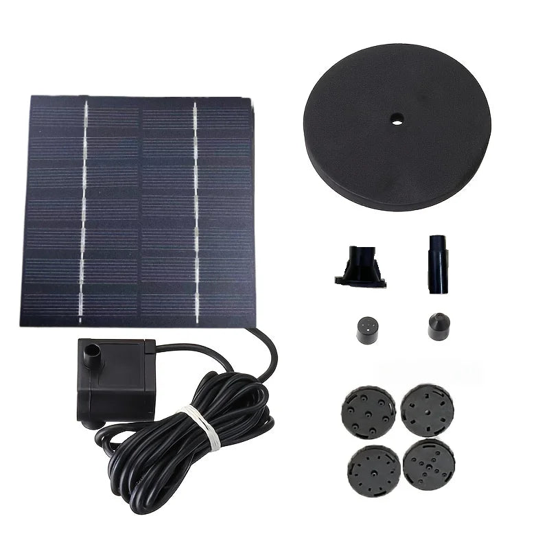 Carvallo Solar Fontänpump 1.5W | Med 6 Munstycken & Solpanel | För Fågelbad, Dammar & Trädgårdar
