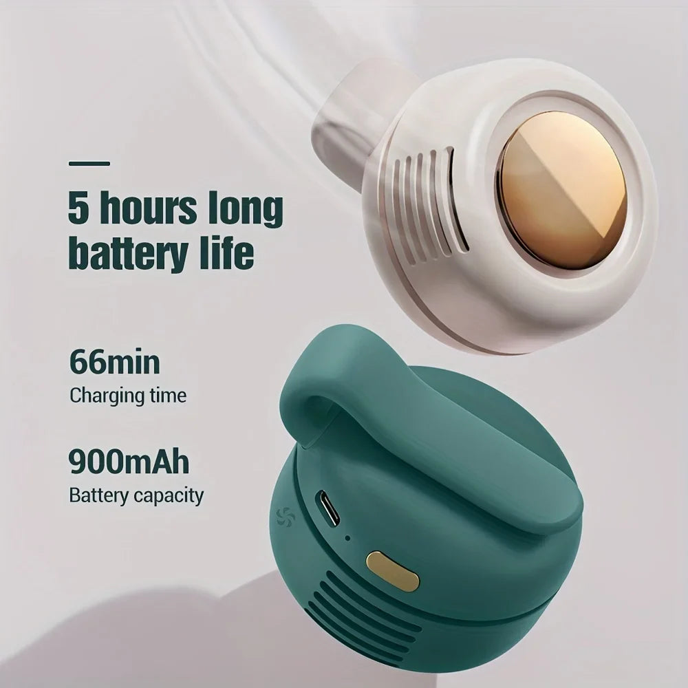 Carvallo Mini-Ventilator utan rotorblad | Tyst & bärbar | Med klämma, 360° vridbar | USB-C uppladdningsbar | För barn, resor & vardag