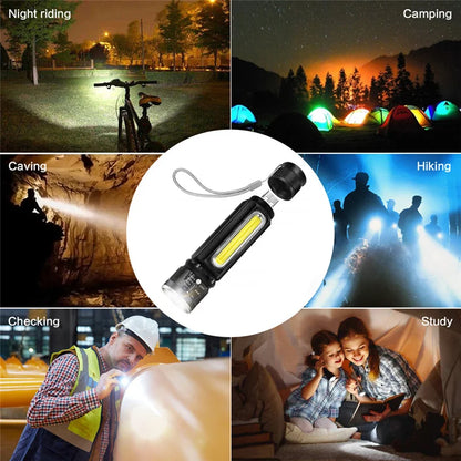 USB Uppladdningsbar Magnetisk Ficklampa – LED Nödbelysning med Magnet och Bärrem