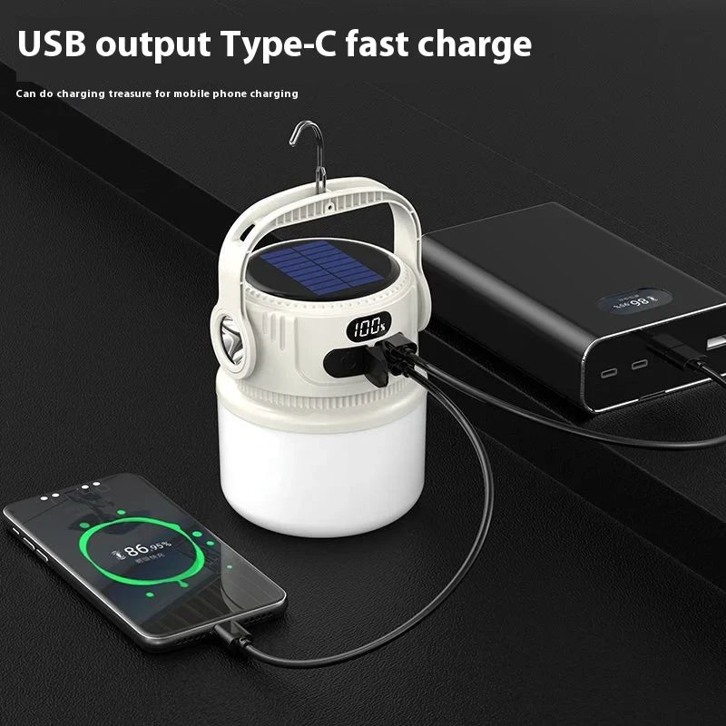 Carvallo Solar LED Campinglampa | Återuppladdningsbar & Vattentät | 6 Ljuslägen | För Utomhus, Nödsituationer & Resor