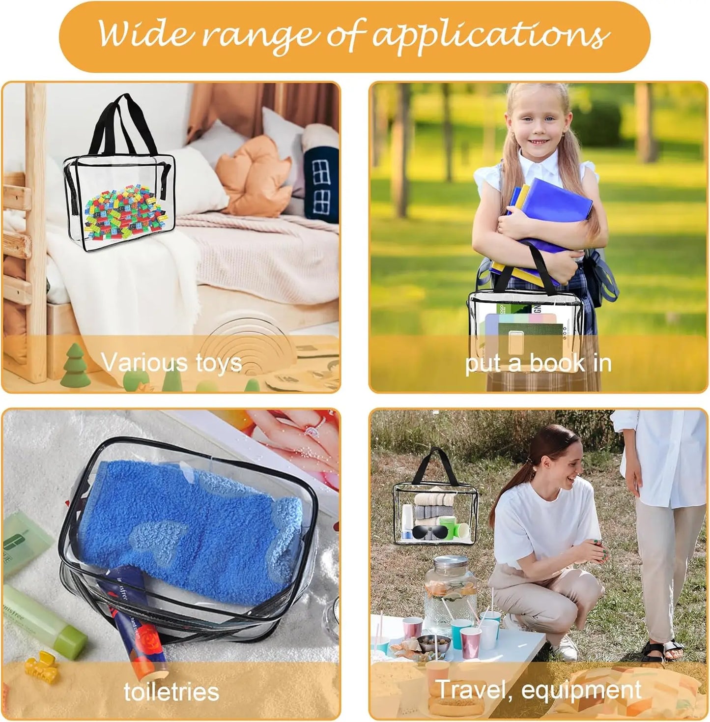 Carvallo-uppbevaringsväska ClearyBag Kids | Transparent & Vattentät | För pussel, böcker, byggklossar & resor | 30×22×10 cm