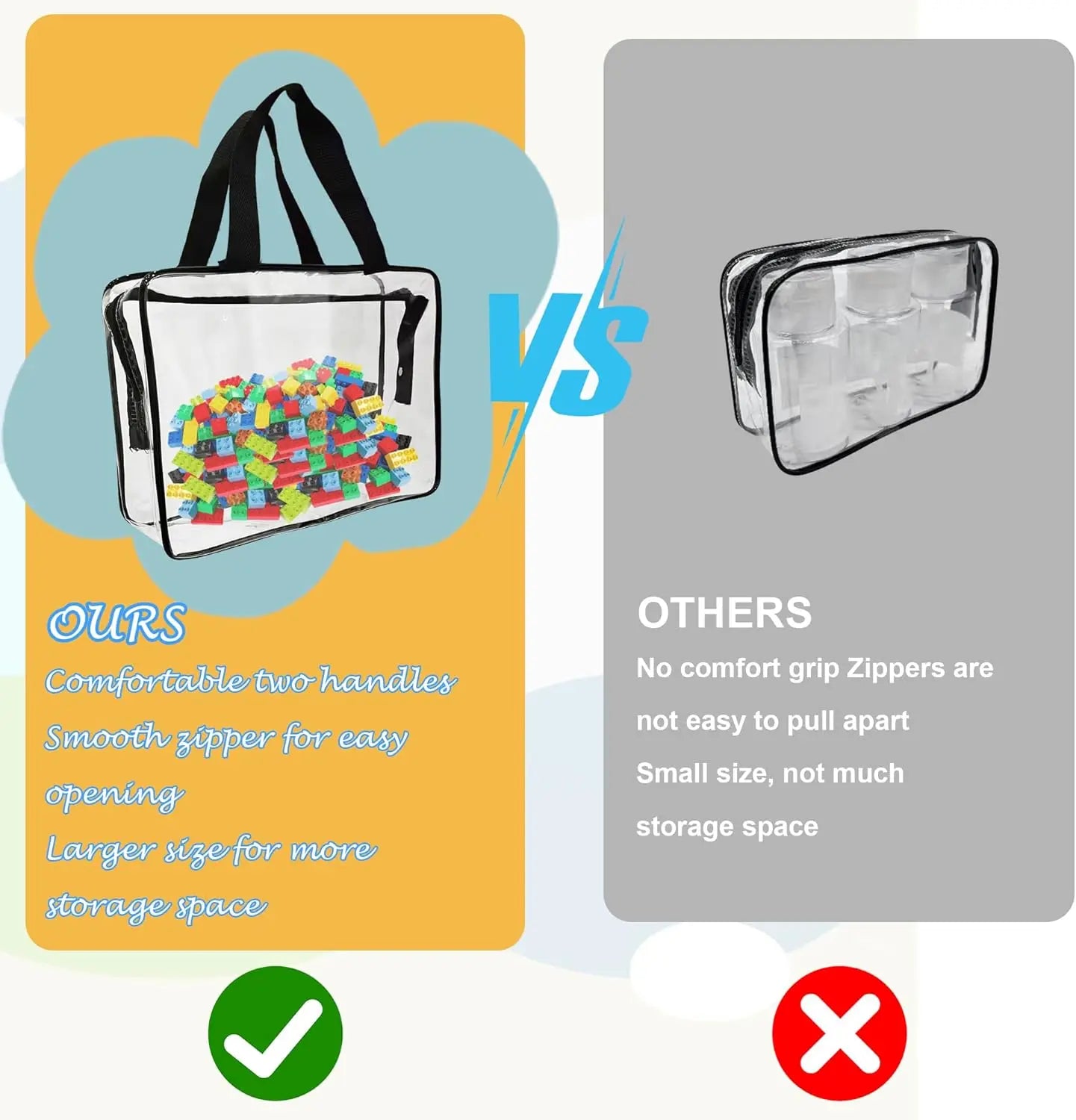 Carvallo-uppbevaringsväska ClearyBag Kids | Transparent & Vattentät | För pussel, böcker, byggklossar & resor | 30×22×10 cm