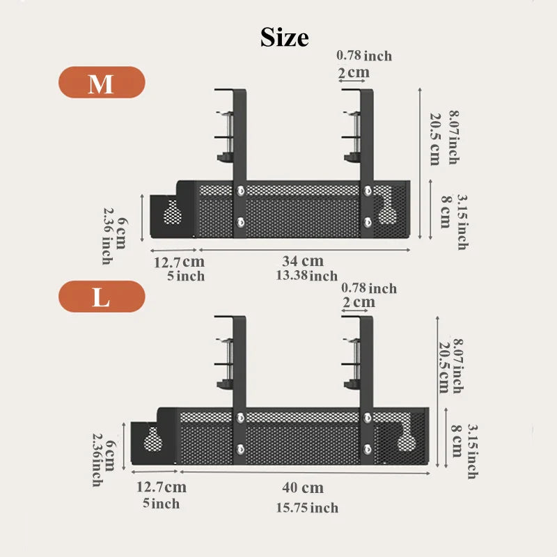 Carvallo Kabelmanagement Under skrivbordet | Metallhylla utan borrning | Kabelhållare & organiserare för kontor & kök