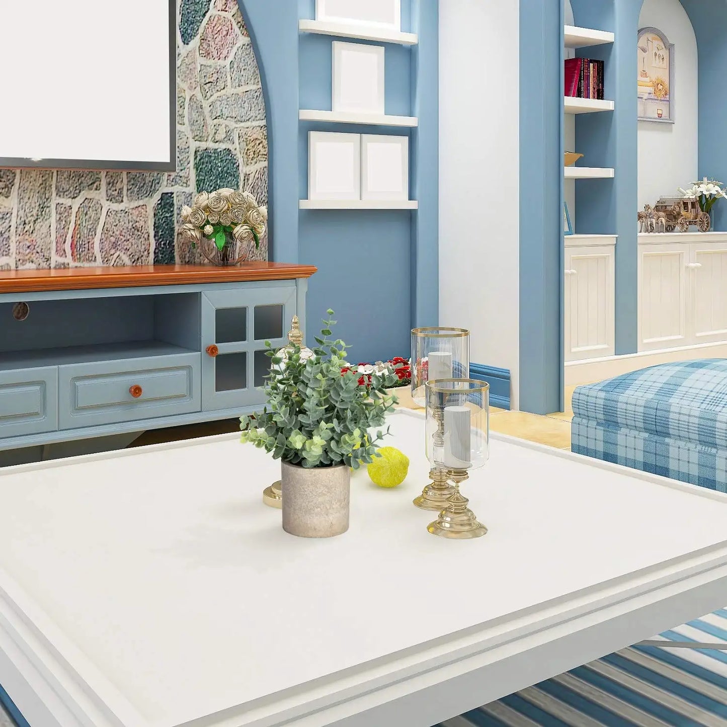 Carvallo – Modernt set med 2 konstgjorda växter i stiliga steneffektkrukor för en tidlös atmosfär