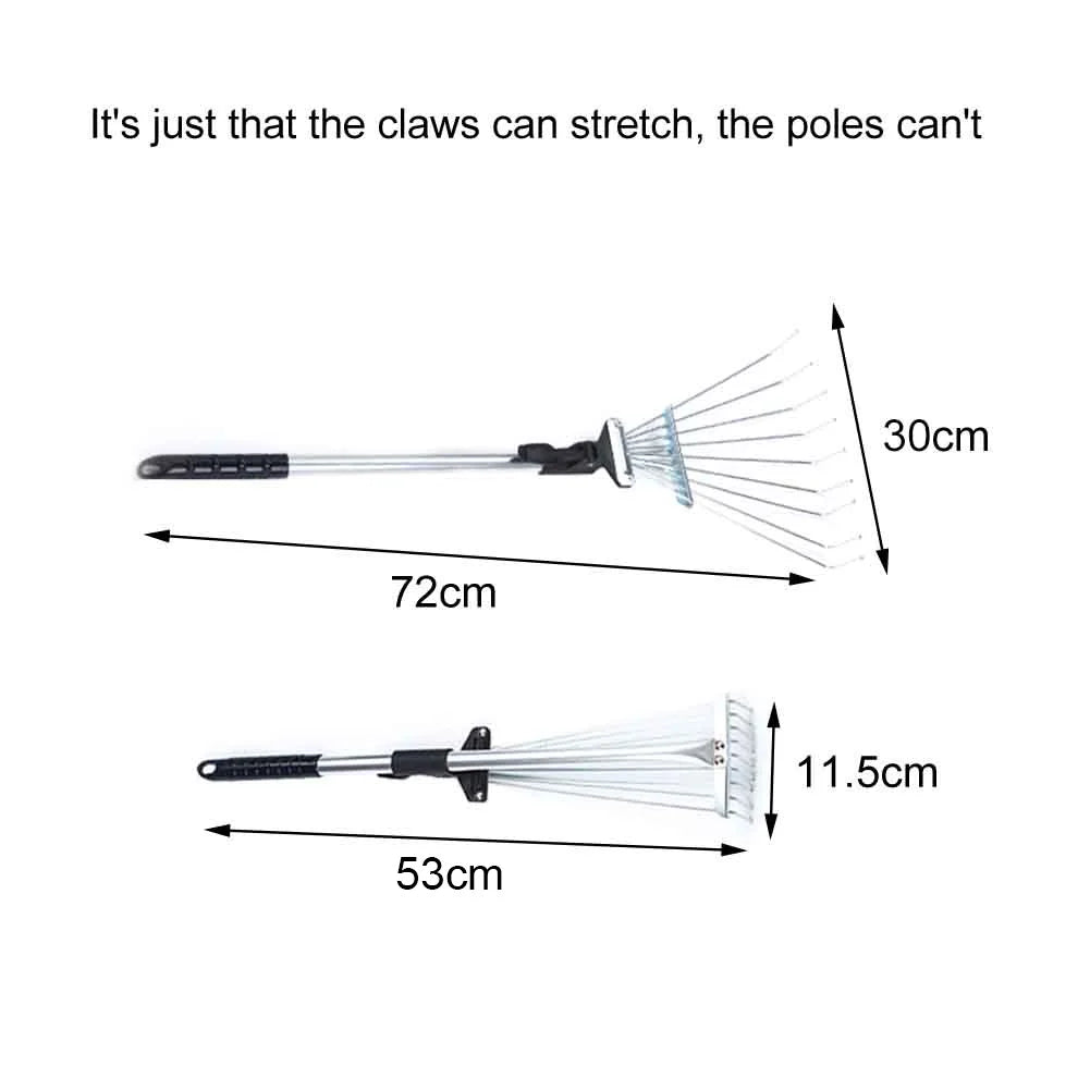 Carvallo Trädgårdshacka i rostfritt stål med 9 taggar | Lövkratta för gräsmatta & gård | 70 cm lång | Ergonomisk handkratta för lösa snittmaterial & trädgårdsavfall