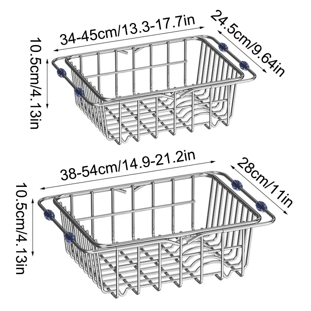 Carvallo Flexinox | Utdragbar & Rutsksäker | Rostfritt stål diskställ för diskho & bänkskiva