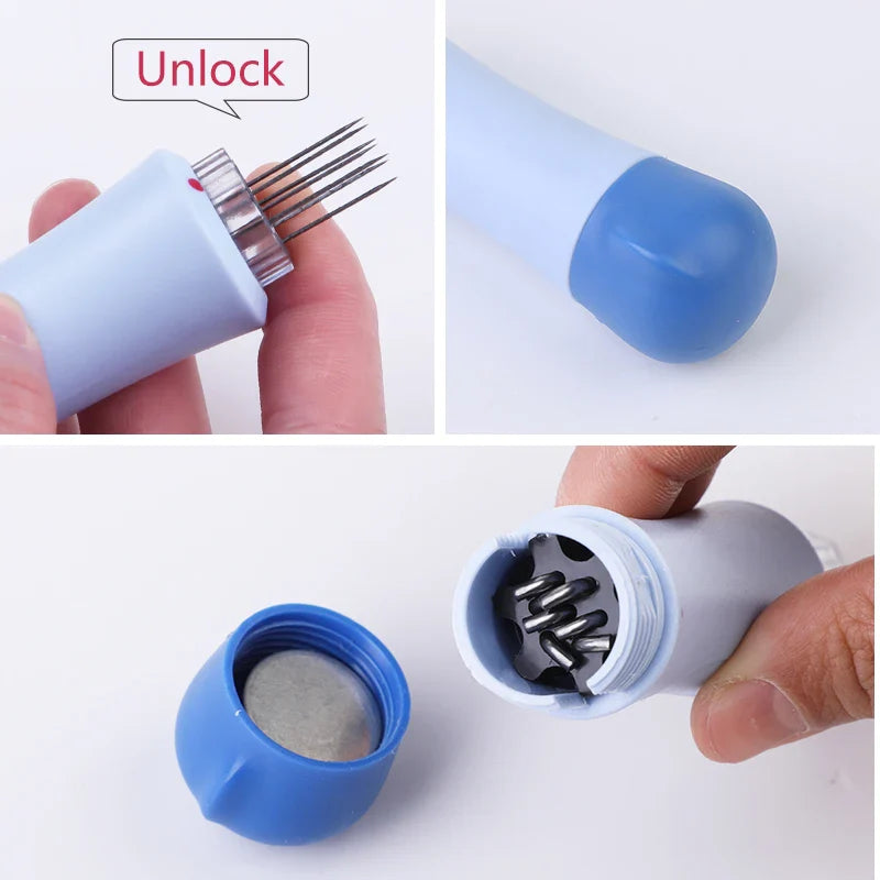 Carvallo ProNeedle Filznadel Set | 7-delad | Hållbar & Slät | För precis torrfiltsning | Blå-Vit