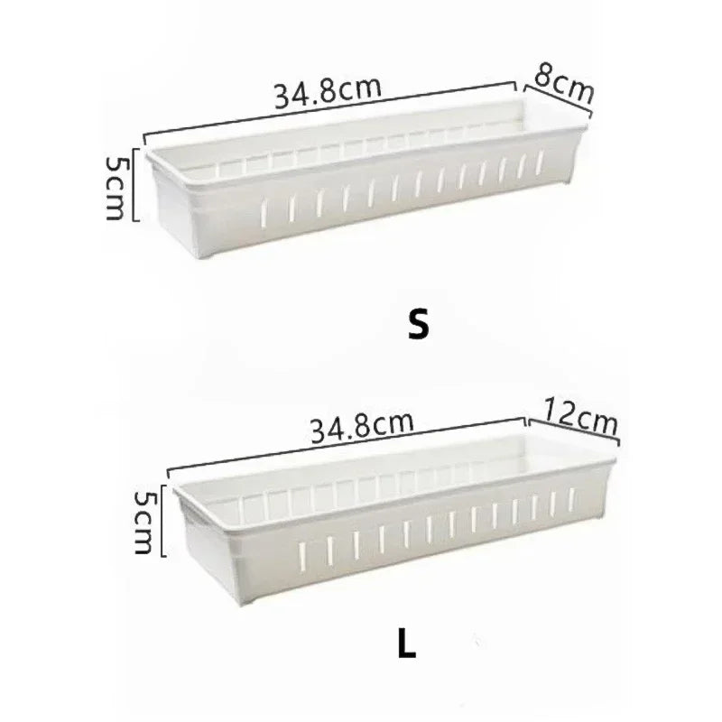 Carvallo FlexSort Lådor Organizer Box | Justerbar med avdelare | För Kök, Kosmetik & Kontor | Vit | S/L