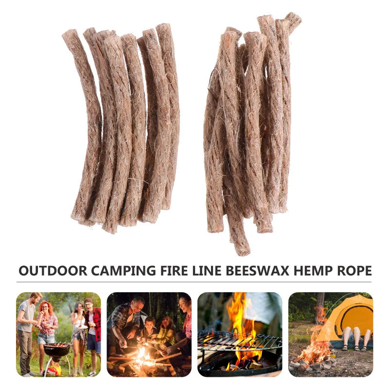 Carvallo Dochte FireLoom Natur | 10-pack hamprep | För utomhus, bushcraft & camping | Vattenavvisande & omedelbart antändbar