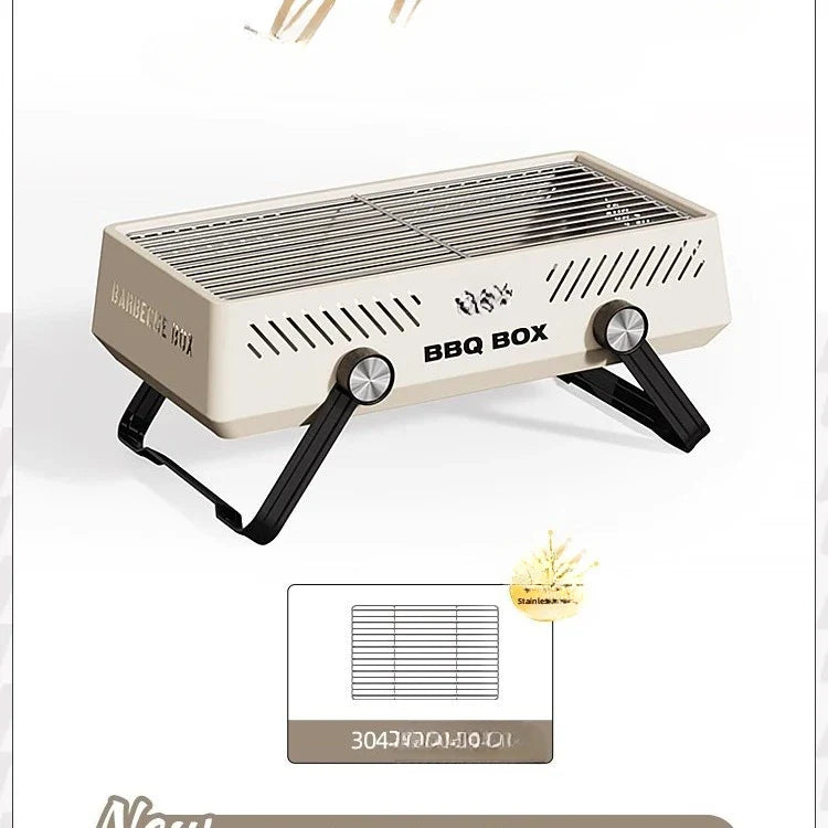 Carvallo Bärbar BBQ-ugn för trädgård och camping | Multifunktionell & Kompakt | För utomhusmatlagning utan kol | 47 × 28,5 × 22,5 cm
