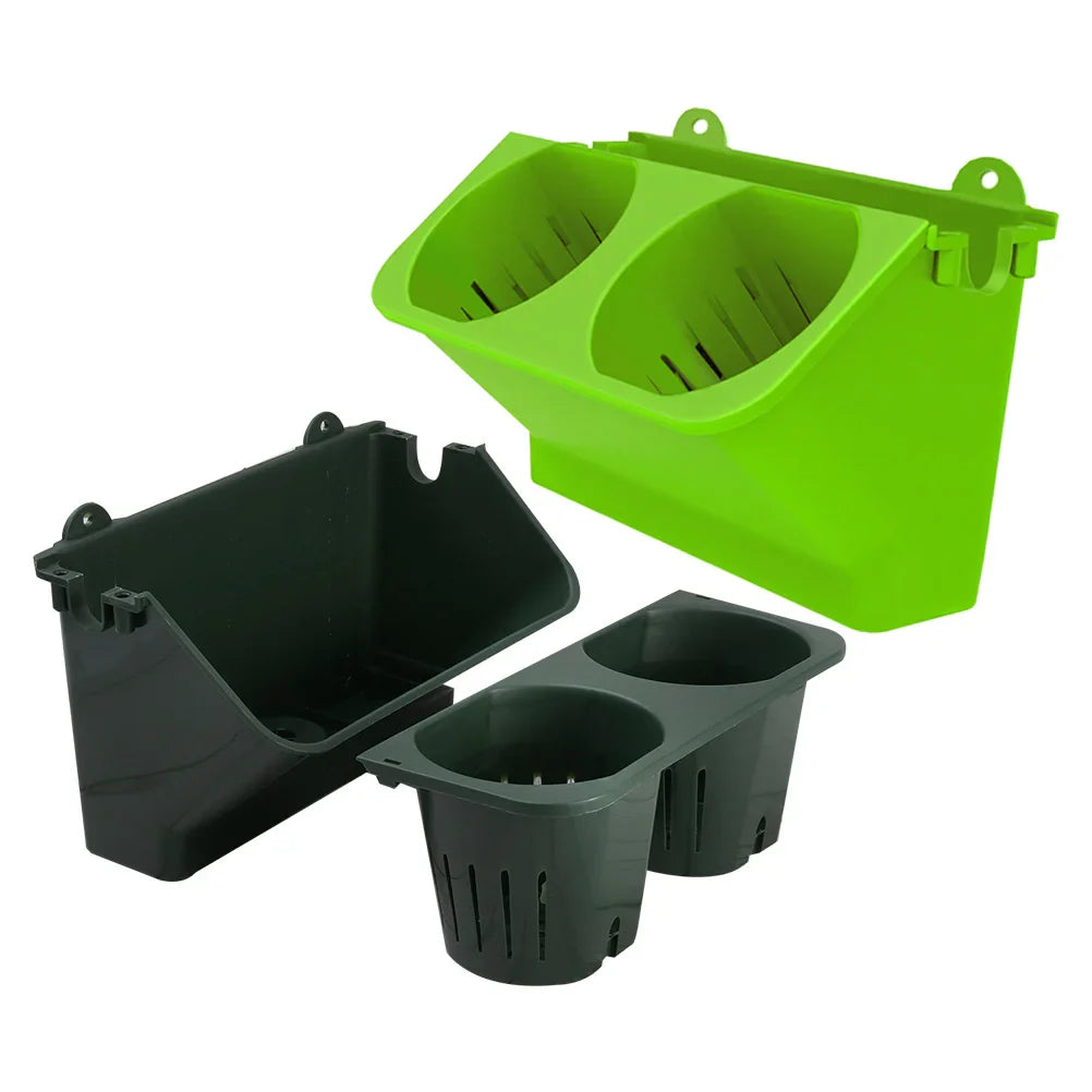 Carvallo DuoHängeset 2-pack Hängande Blumentöpfe med självvattning | 24x14x14 cm | För balkong, trädgård & inomhus | Plast