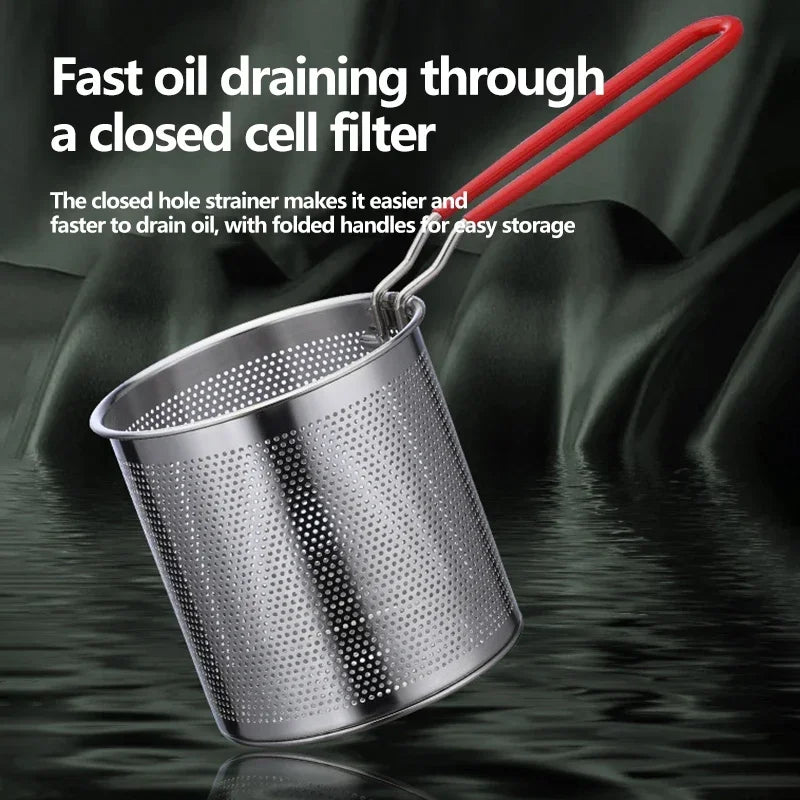 Royallure 304 rostfritt stål djup fritös med sil för kyckling och mer