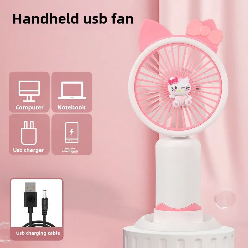 Carvallo Mini Handfläkt med mobilhållare | Bärbar & Återuppladdningsbar | Cartoon-design | USB-fläkt för kontor & present