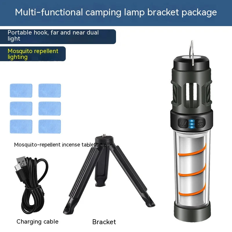 Carvallo Campinglampa InsectoGlow Pro | LED-ljus med myggskydd & stativ | 5 ljuslägen & 3000 mAh batteri | IP44 vattentålig