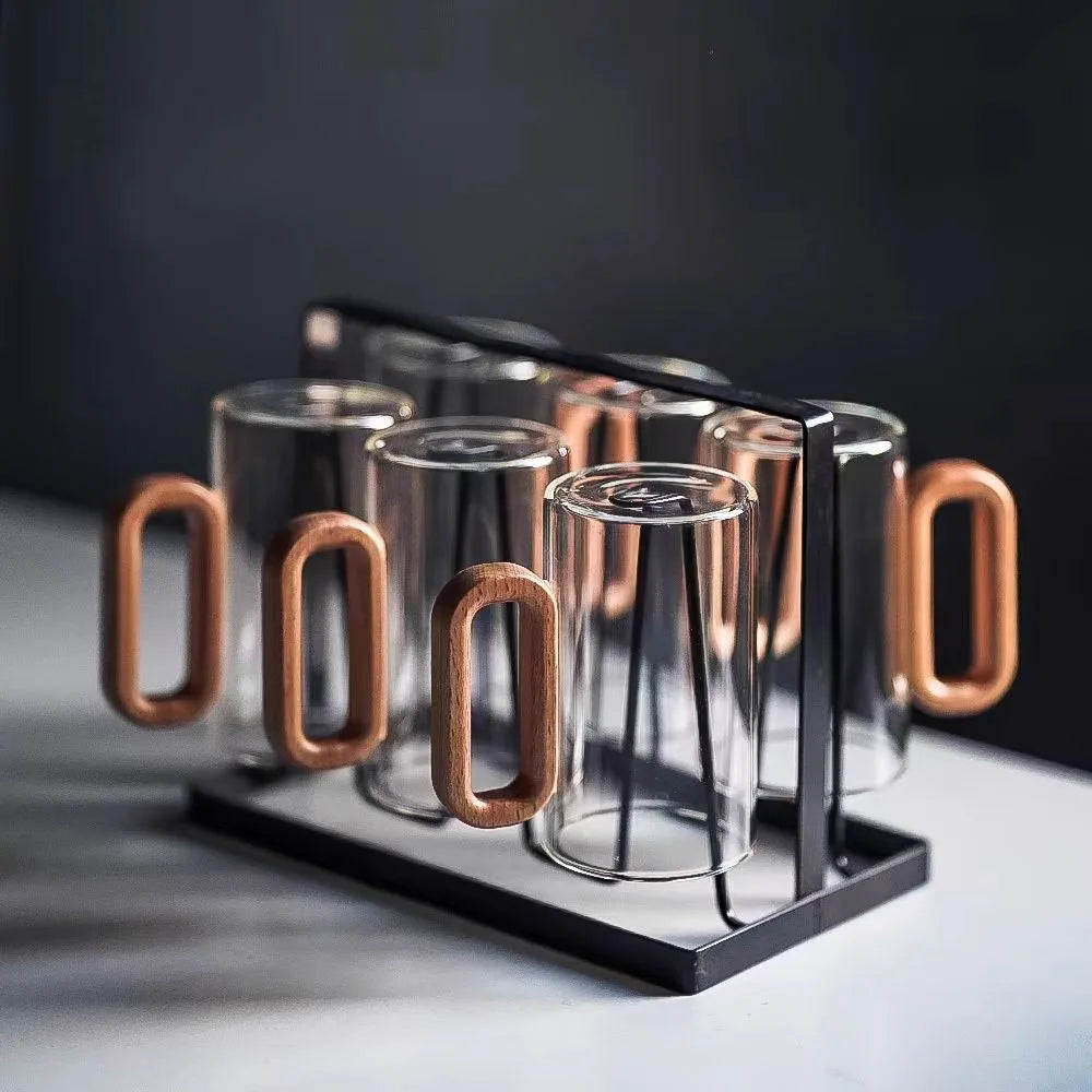 OakHaven Glas Mug – Rustik Elegans med Trähandtag