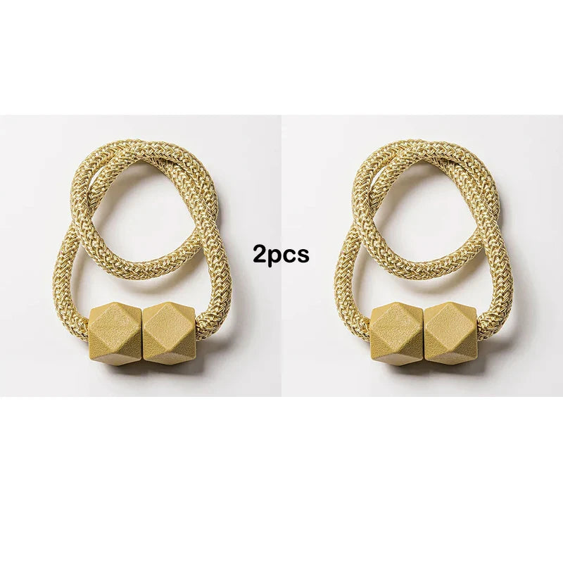 Carvallo gardinstång med magnet | 2-pack | Tjock rep-design & Stark grepp | För vardagsrum, sovrum & kök