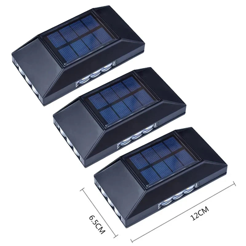 Carvallo Solar Vägglampa med 12 LEDs | 4-sidig ljus | IP65 Vattentålig | Vit eller Varmvit