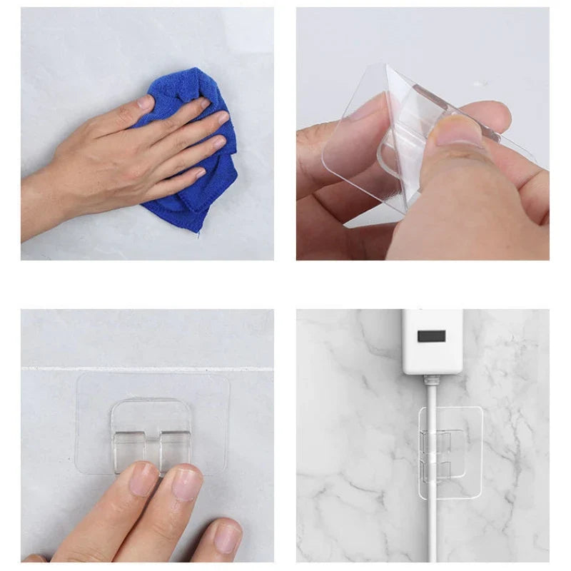 Carvallo Väggkrok ClearFix PowerHook 10-pack | Transparent | Extra stark vidhäftning | 4×6 cm & 6×6 cm | För kök, badrum & hem