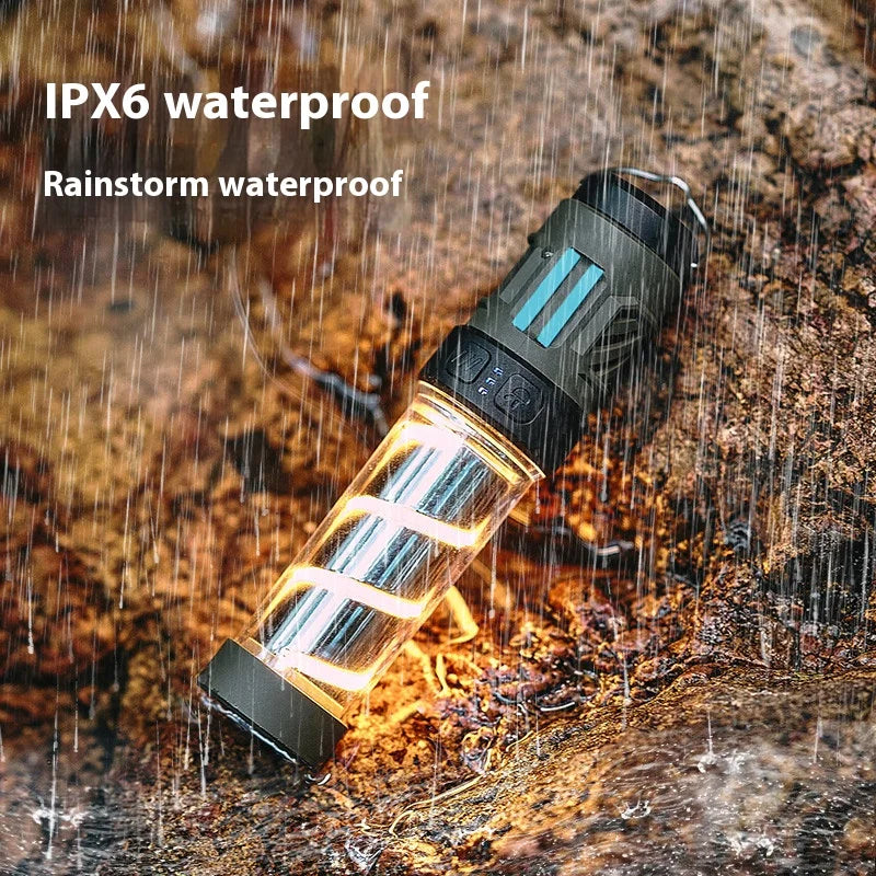 Carvallo Trek+ Campinglampa med myggskydd | Uppladdningsbar, LED-ficklampa & stativ | 5 ljuslägen & powerbank-funktion – IP44