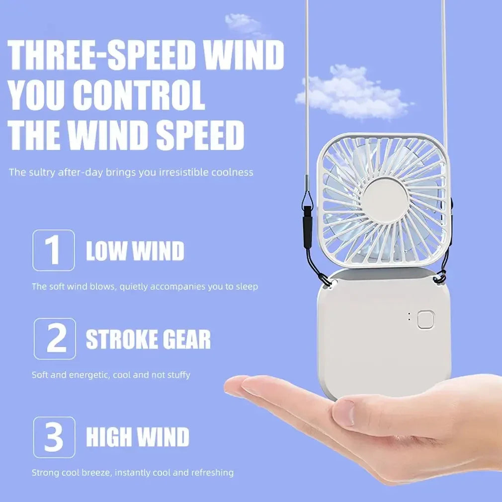 Carvallo-Ventilator AirFlip | 3-i-1 Hand-, Bord- & Halsventilator | USB-laddning | Tyst & Fällbar | 14,9×7×2 cm