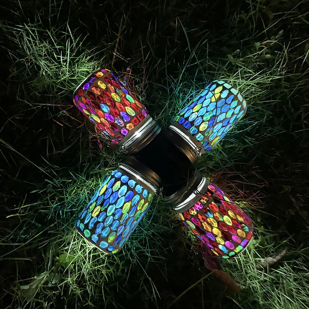 Carvallo LumoMosa Solarlaterne Mosaik LED | Hänglampa för trädgård och terrass | Vattentålig &amp; Bärbar | 13 cm Hög