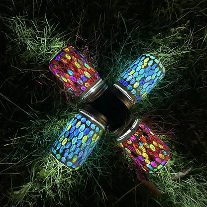 Carvallo LumoMosa Solarlaterne Mosaik LED | Hänglampa för trädgård och terrass | Vattentålig &amp; Bärbar | 13 cm Hög
