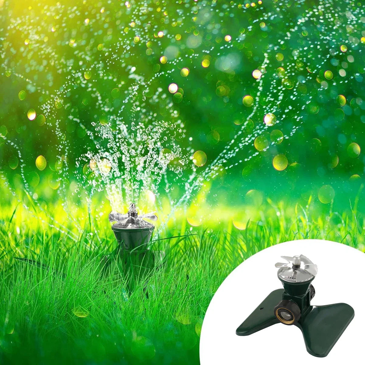 360-Grad Automatisk Rotering Metall Gräsmatta Sprinkler – Effektiv Trädgårdsbevattning Spruthuvud