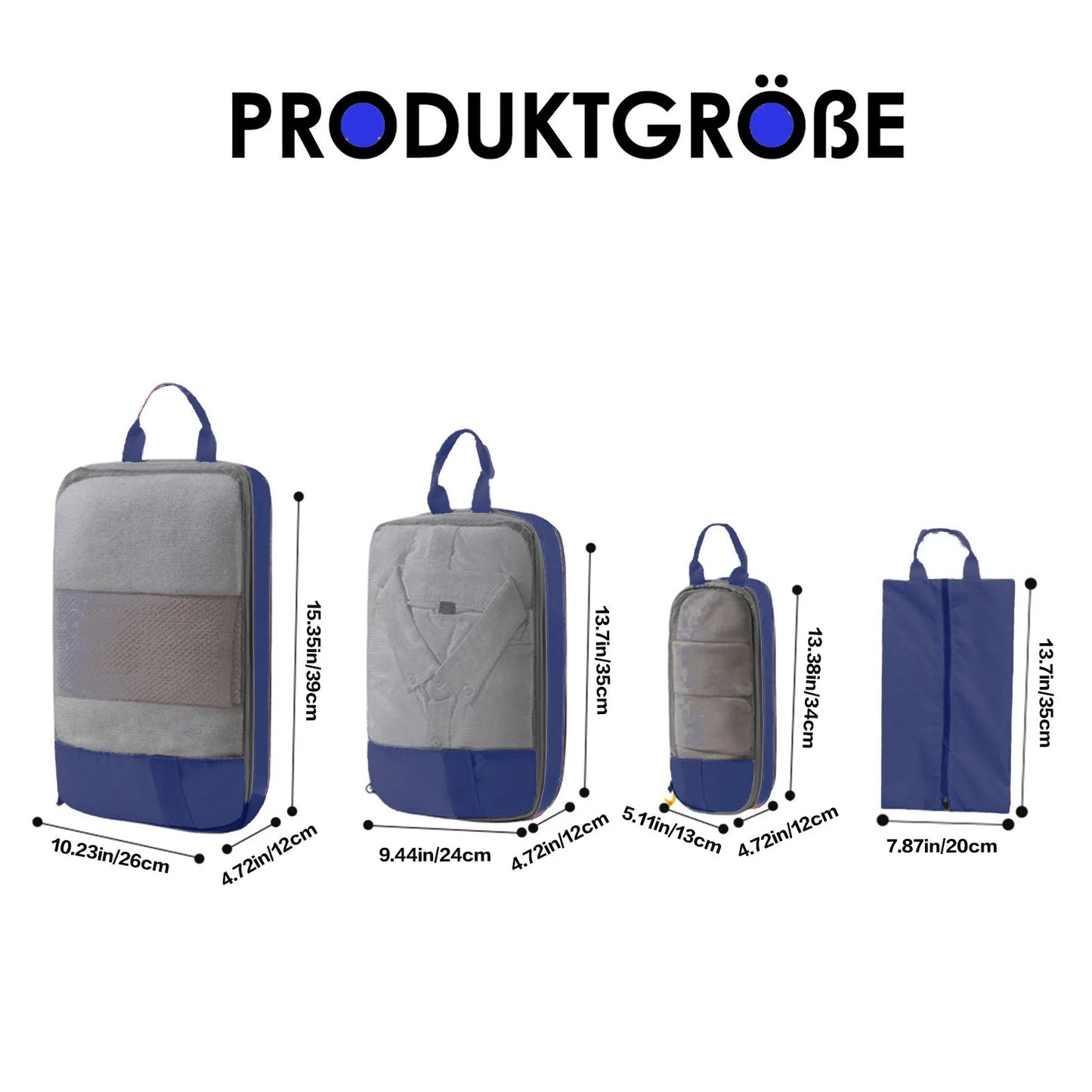 Carvallo Researrangör Set | Kompressionspåsar för kläder & kosmetik | Platsbesparande & rivfast | Oxford-tyg