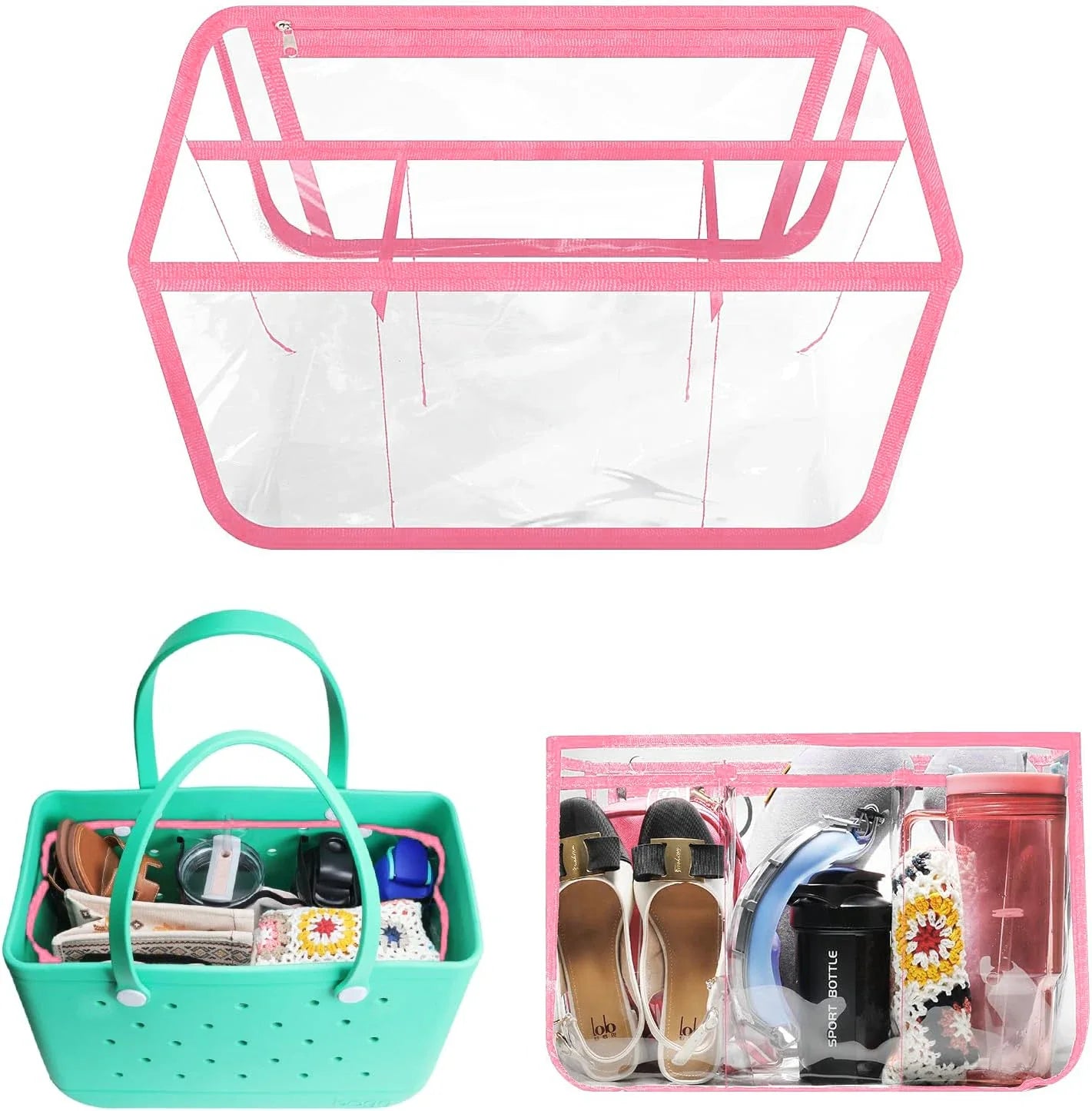 Carvallo Väska-Organizer för Strandväskor | Vattentålig & Lätt | Med Dragkedjefack & Flera Fack | Passar för Bogg Bag XL