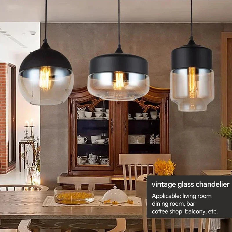 Nordic Wood Glas Pendel Ljuskrona – Modern Hängande Lampa