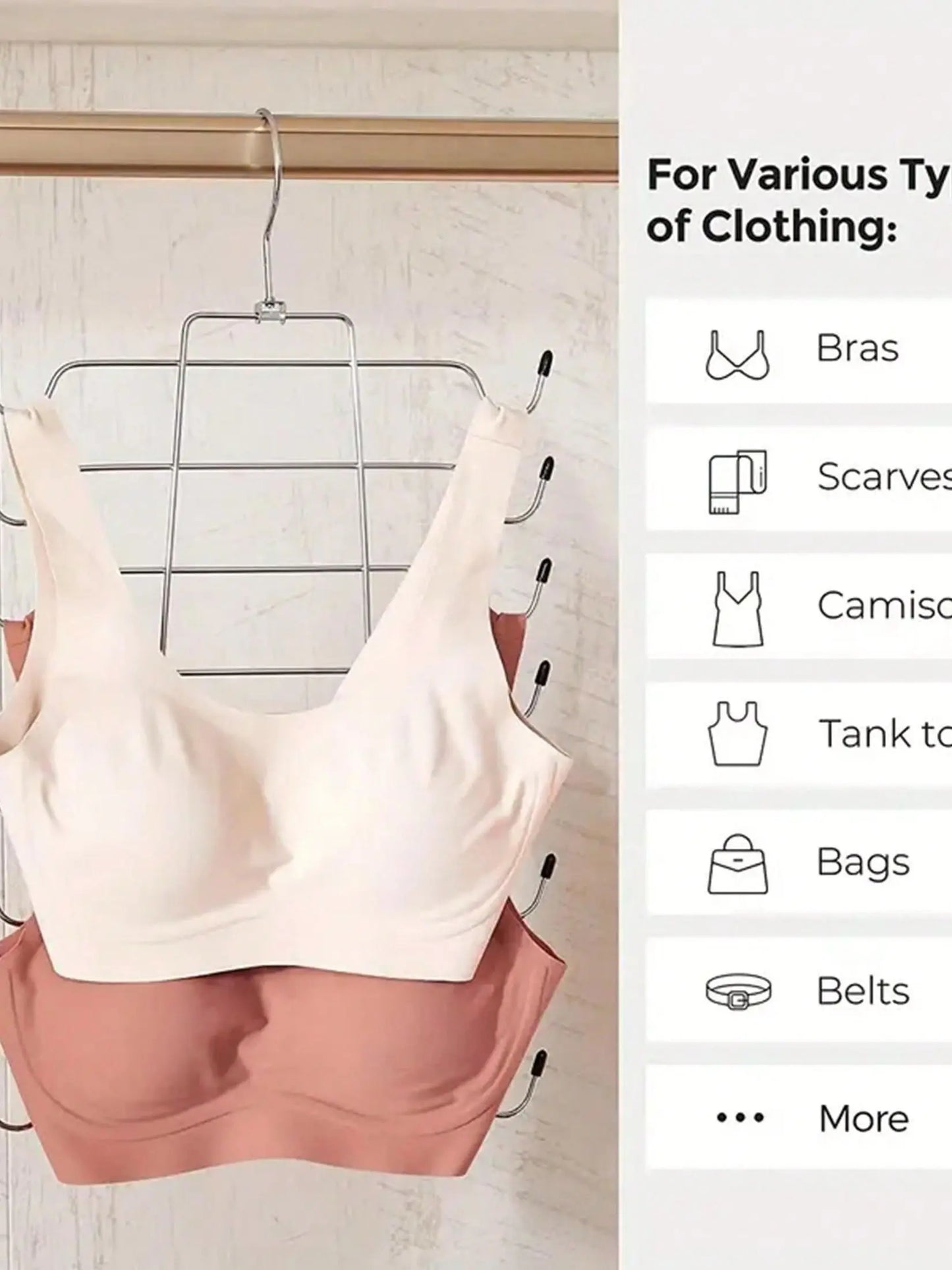 Carvallo Multi-Hängorganisatör | Fällbar Flerlagers Underklädesgalge | Platsbesparande & Spårfri – 1 styck av ABS-plast