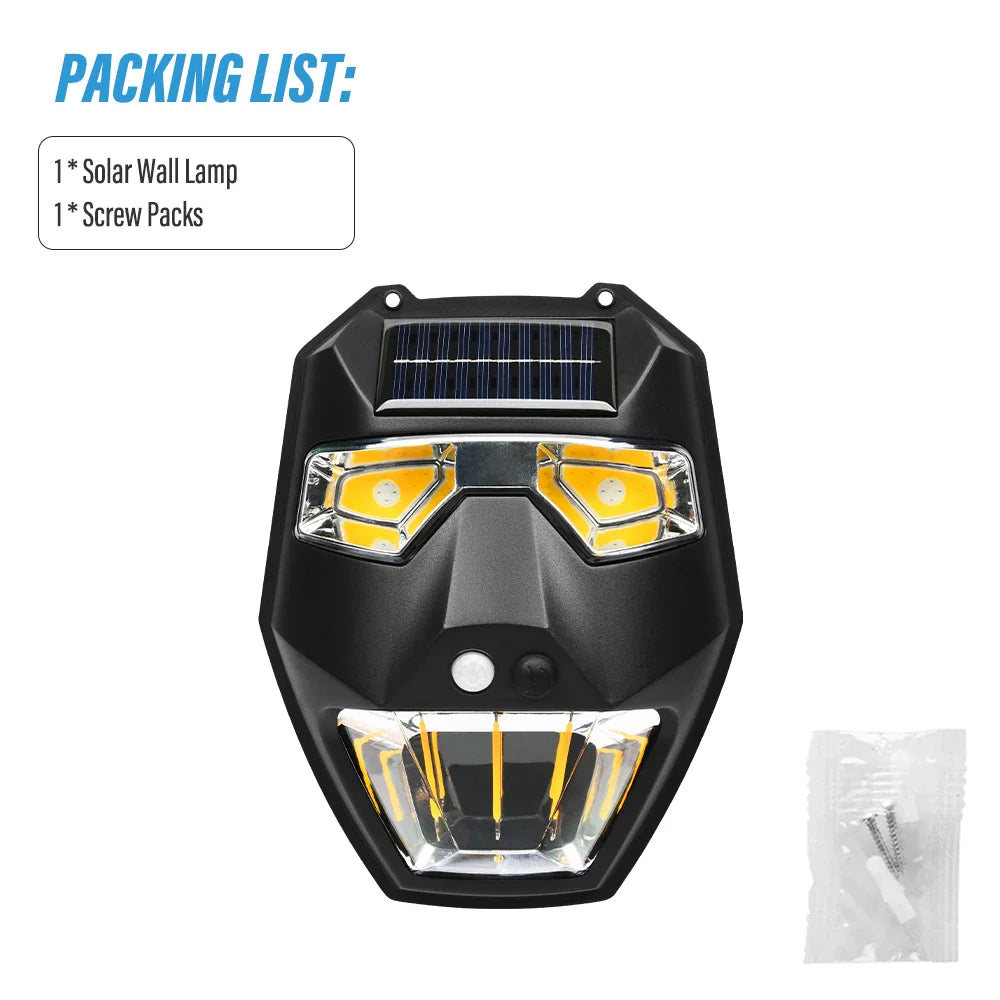 Carvallo Solarlampa Vägg utomhus med rörelsesensor | 5 ljuslägen | Intelligent ljusstyrning & Infraröd sensor | Vattentät