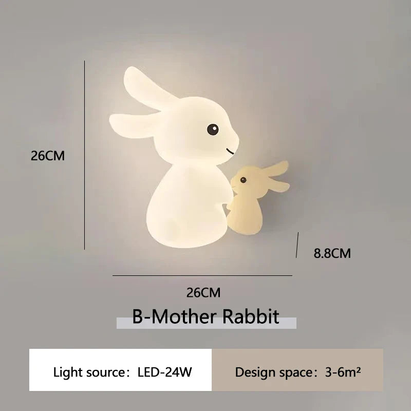 RabbitLicht - Söt LED Kanin Vägglampa för Barnrum