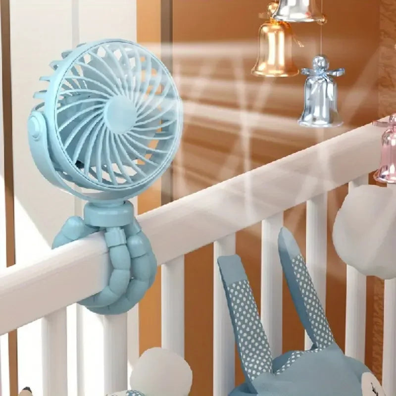 Carvallo-Ventilator OctoBreeze | 360° roterande | Fällbar & USB-batteri | För kontor, resa & utomhus