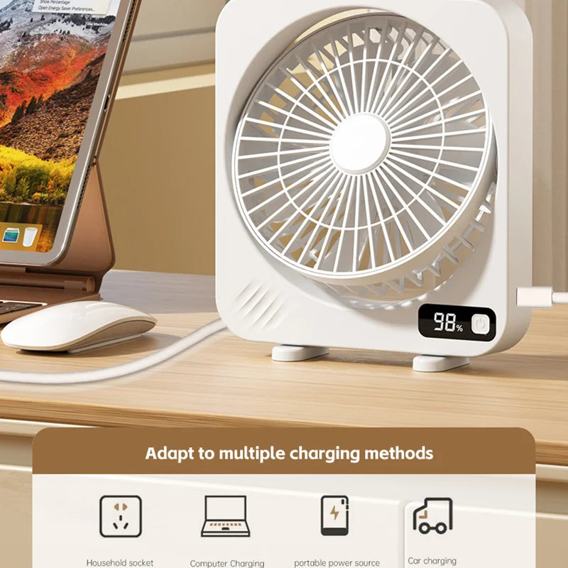 Carvallo USB-bordfläkt | 5-trins digital skærm | Bærbar & stille | Til kontor, skole & hjemme